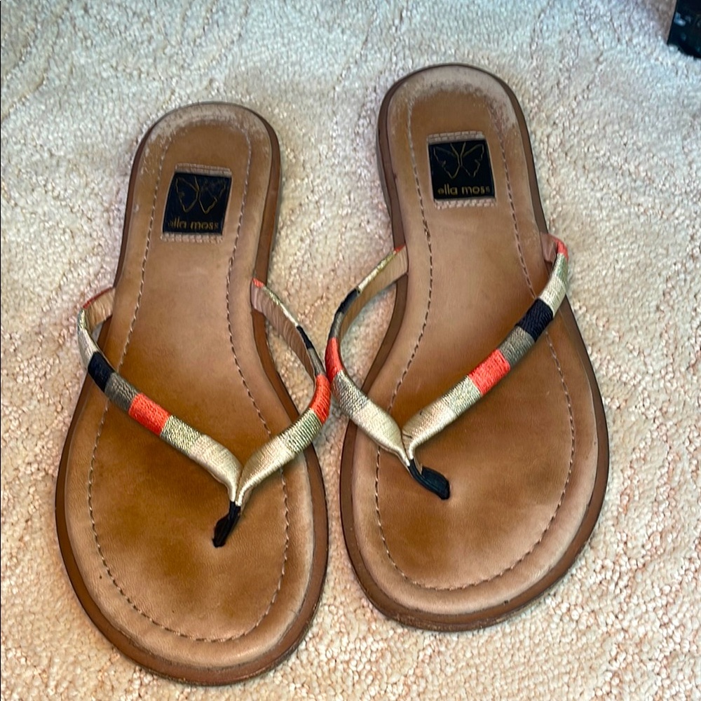 Ella Moss Women's Colorful Stitched Thong Sandals size 7